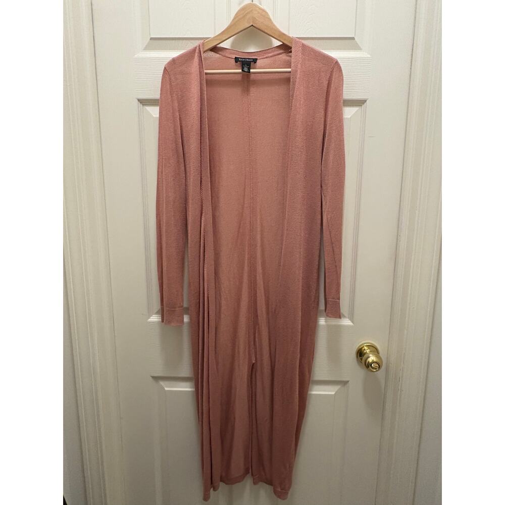 White House Black Market Rose Gold Blush Pink Duster Size L